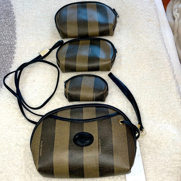 NWT Vintage Allan Edward 80s Half Moon Stripe Crossbody Purse 4 in 1 - Picture 3 of 12